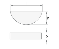 Technical drawing of a woodruff key with dimensions